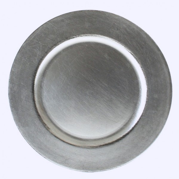 Platzteller Dekoteller Kunststoff ø 33cm Farbe: Silber - mit leichter Patina - schwarz gewischt Even