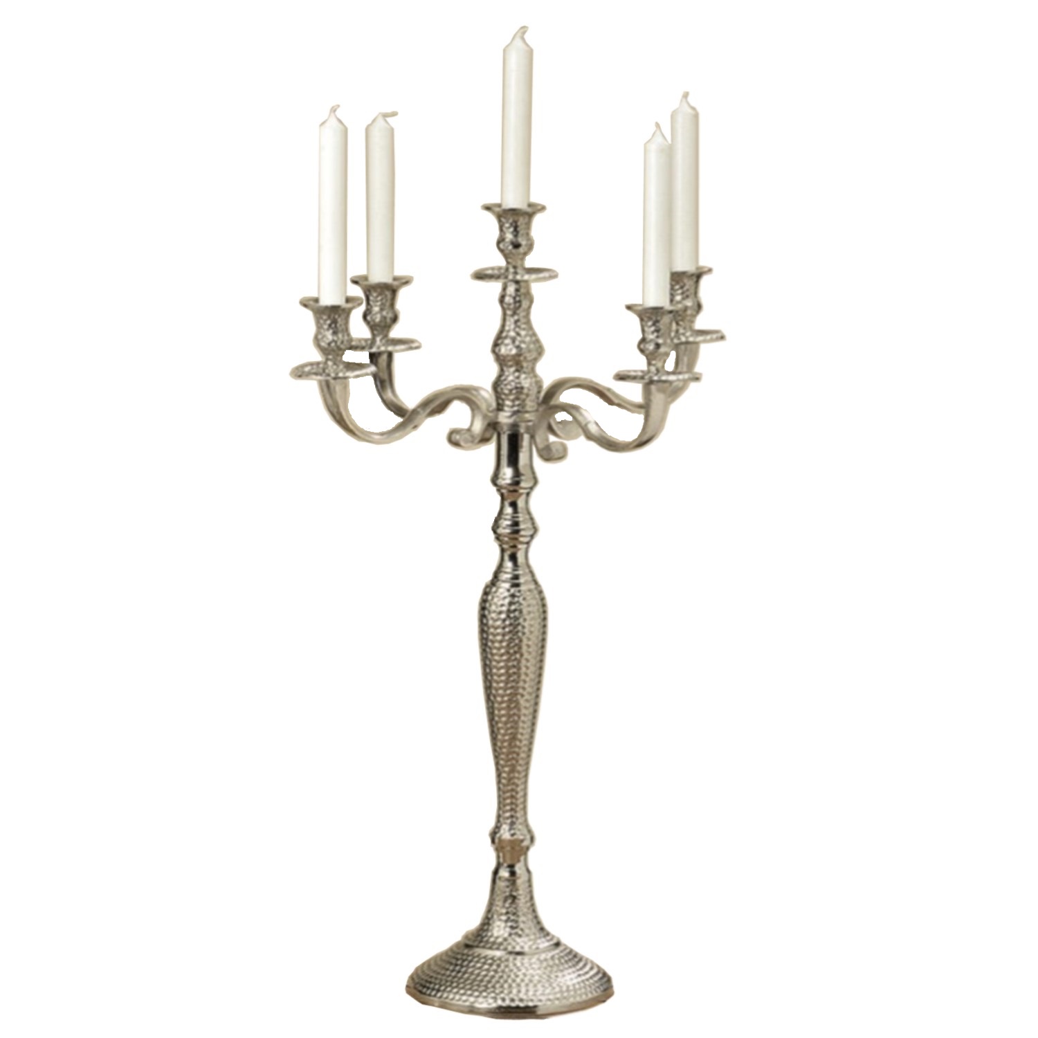 Silberner Kerzenleuchter 5-flammig – 78 Cm Hoch, Vernickelt, Edles Design