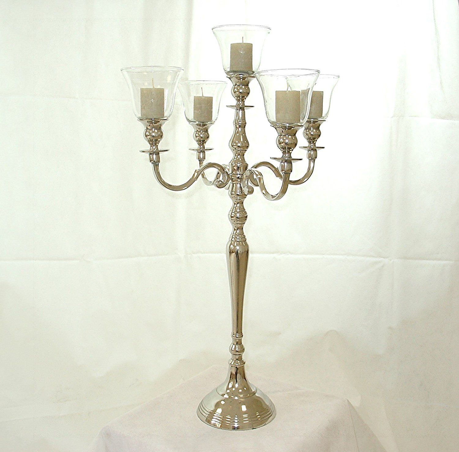 Kerzenleuchter Kerzenständer 80cm 5-flammig vernickelt Farbe Silber SM Hochzeit 
